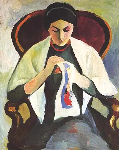 Woman Sewing August Macke